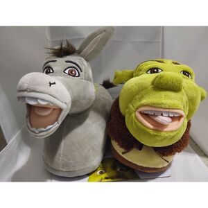 Ground Up Shrek & Donkey Men’s Plush 3D Character Slippers – Size 11/12